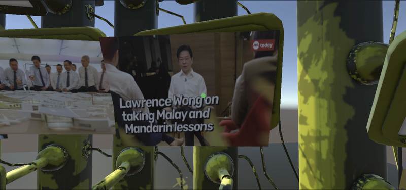 The Life Museum prototype: a close-up of a video panel within the gallery.
